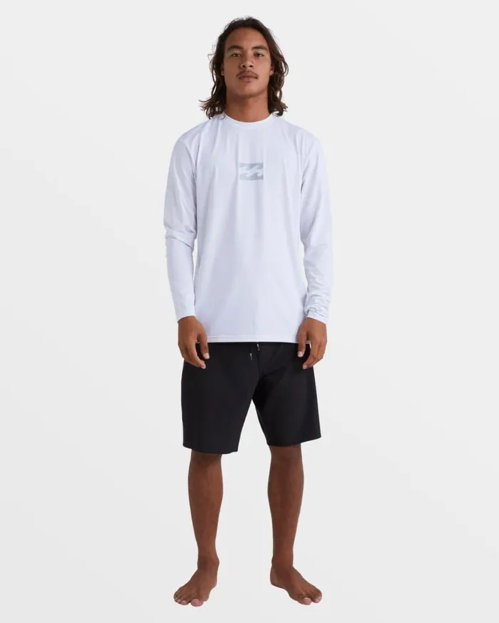 Billabong Rashguards and Surf Tees All Day Wave Loose Fit Long Sleeve Surf Tee White 8211 Men