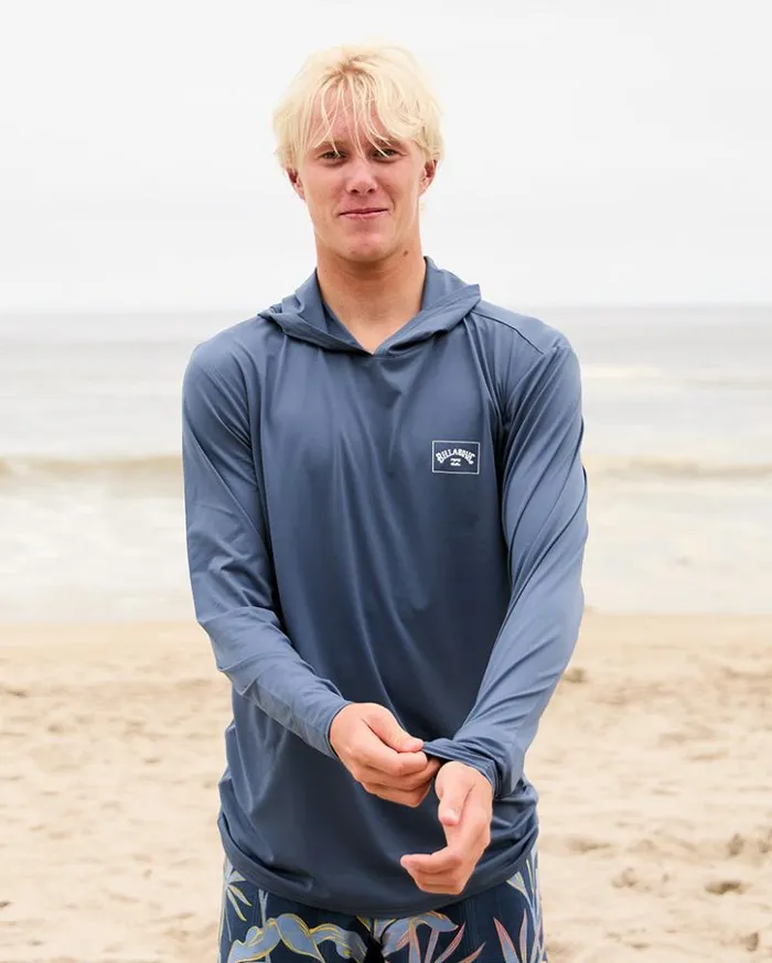 Billabong Rashguards and Surf Tees Arch Mesh Hooded Upf 50 Long Sleeve Rashguard Slate Blue 8211 Men Billabong Rashguards and Surf Tees Arch Mesh Hooded Upf 50 Long Sleeve Rashguard Slate Blue 8211 Men