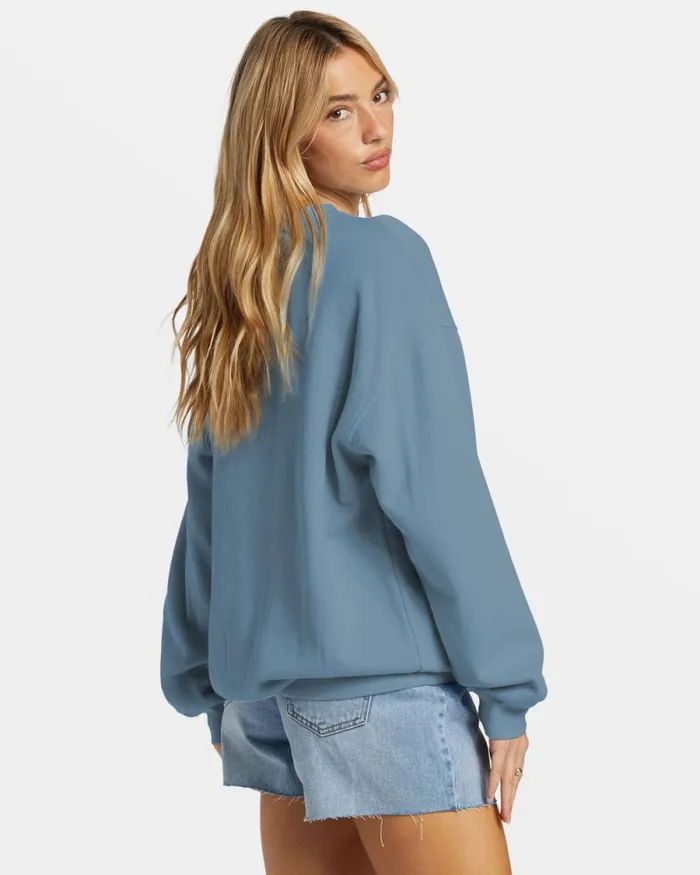 Billabong Sweatshirts and Fleece Ride In Oversized Crewneck Sweatshirt Blue Shadow 8211 Women Billabong Sweatshirts and Fleece Ride In Oversized Crewneck Sweatshirt Blue Shadow 8211 Women