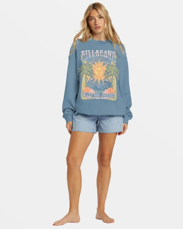 Billabong Sweatshirts and Fleece Ride In Oversized Crewneck Sweatshirt Blue Shadow 8211 Women Billabong Sweatshirts and Fleece Ride In Oversized Crewneck Sweatshirt Blue Shadow 8211 Women