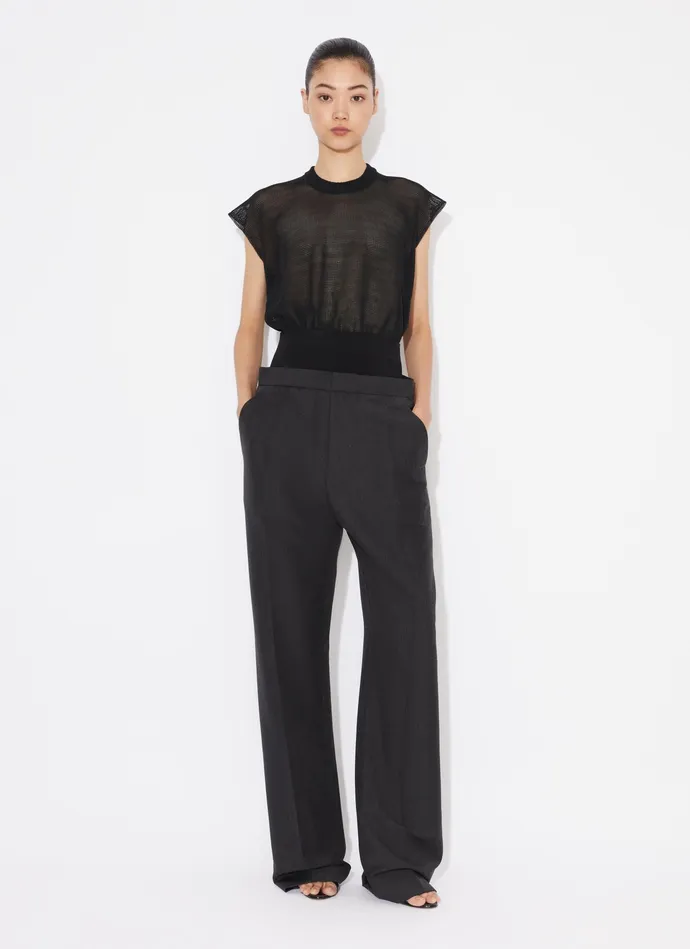 Black BODY T SHIRT IN FLOWY KNIT Women Alaa Bodysuits and Leggings