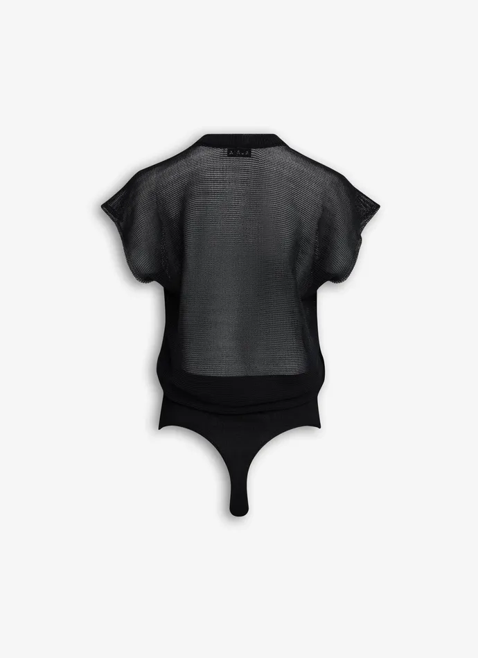 Black BODY T SHIRT IN FLOWY KNIT Women Alaa Bodysuits and Leggings
