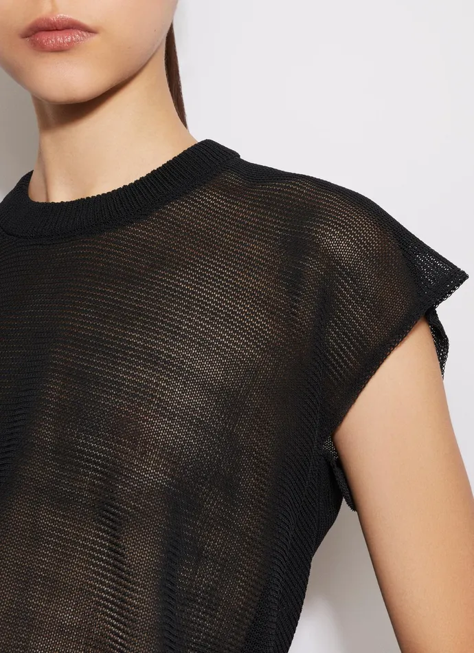Black BODY T SHIRT IN FLOWY KNIT Women Alaa Bodysuits and Leggings