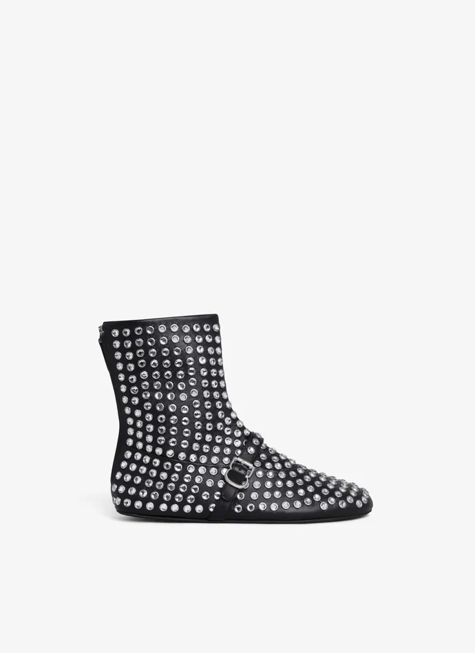 Black HIGH BALLET FLATS IN STRASS LAMBSKIN Women Alaa Boots and Ankle Boots