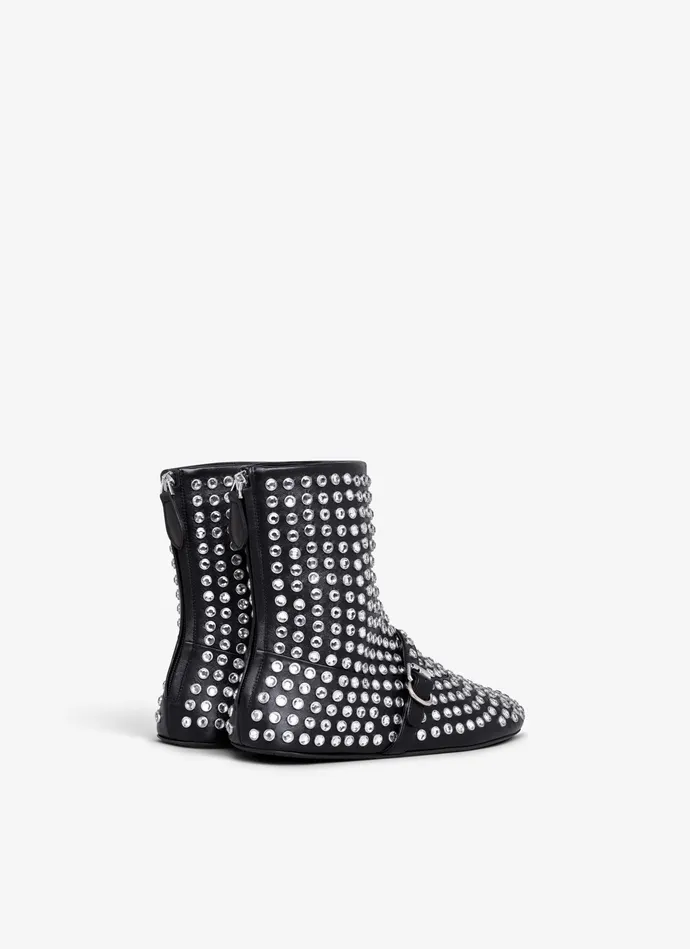 Black HIGH BALLET FLATS IN STRASS LAMBSKIN Women Alaa Boots and Ankle Boots