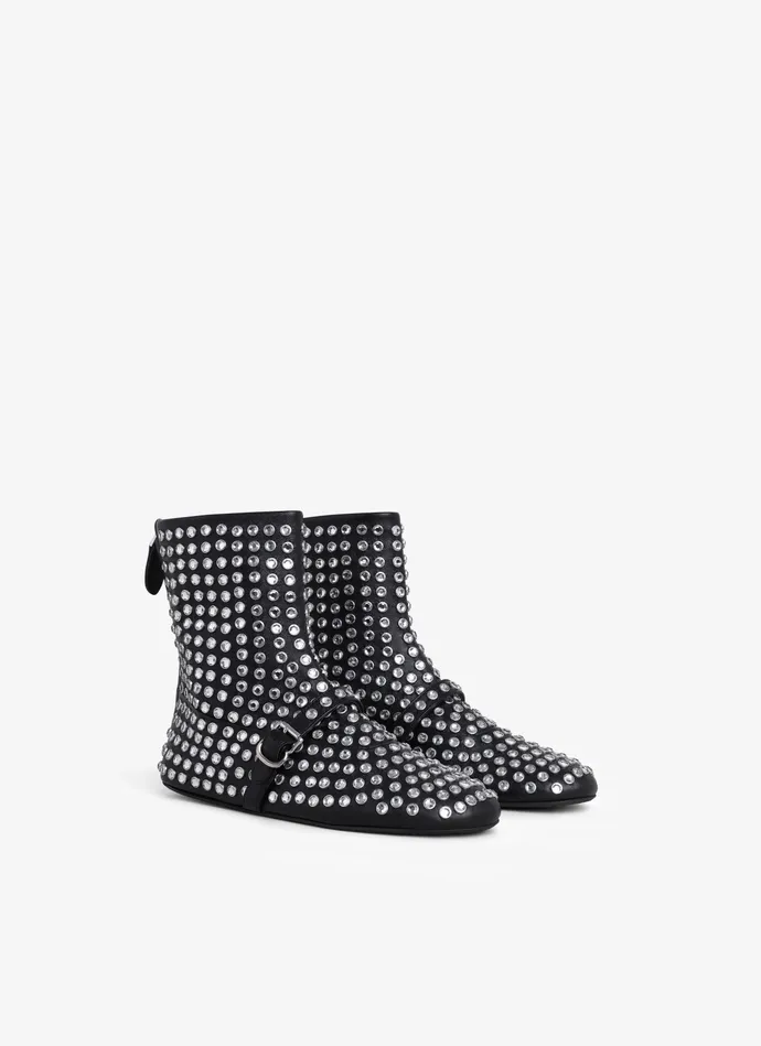 Black HIGH BALLET FLATS IN STRASS LAMBSKIN Women Alaa Boots and Ankle Boots