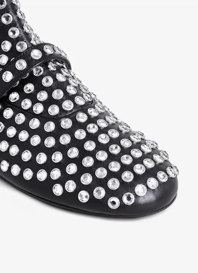 Black HIGH BALLET FLATS IN STRASS LAMBSKIN Women Alaa Boots and Ankle Boots