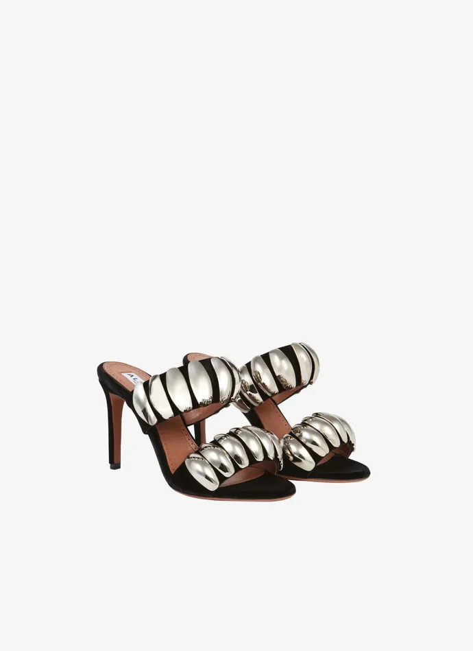 Black TRIBAL VELVET MULES Women Alaa Mules