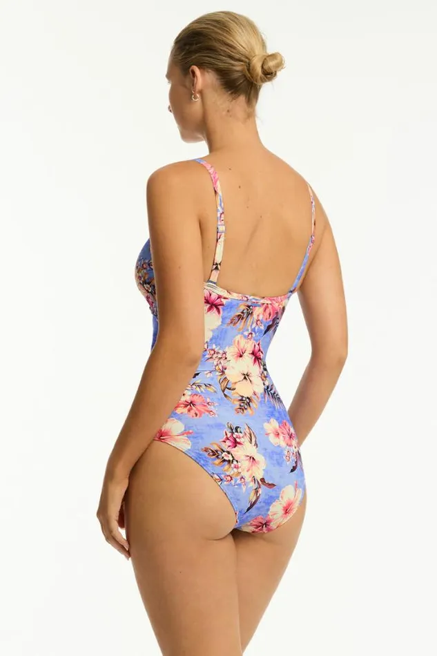 Blue Hawaii Tie Front DDE One Piece Blue Hawaii Women Sea Level One Pieces