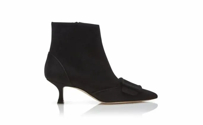 Boots Women Manolo Blahnik BAYLOWBlack Suede Buckle Detail Ankle Boots Boots Women Manolo Blahnik BAYLOWBlack Suede Buckle Detail Ankle Boots
