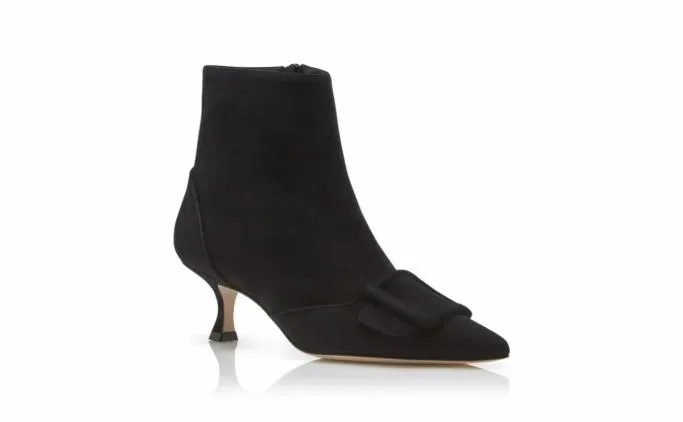 Boots Women Manolo Blahnik BAYLOWBlack Suede Buckle Detail Ankle Boots Boots Women Manolo Blahnik BAYLOWBlack Suede Buckle Detail Ankle Boots