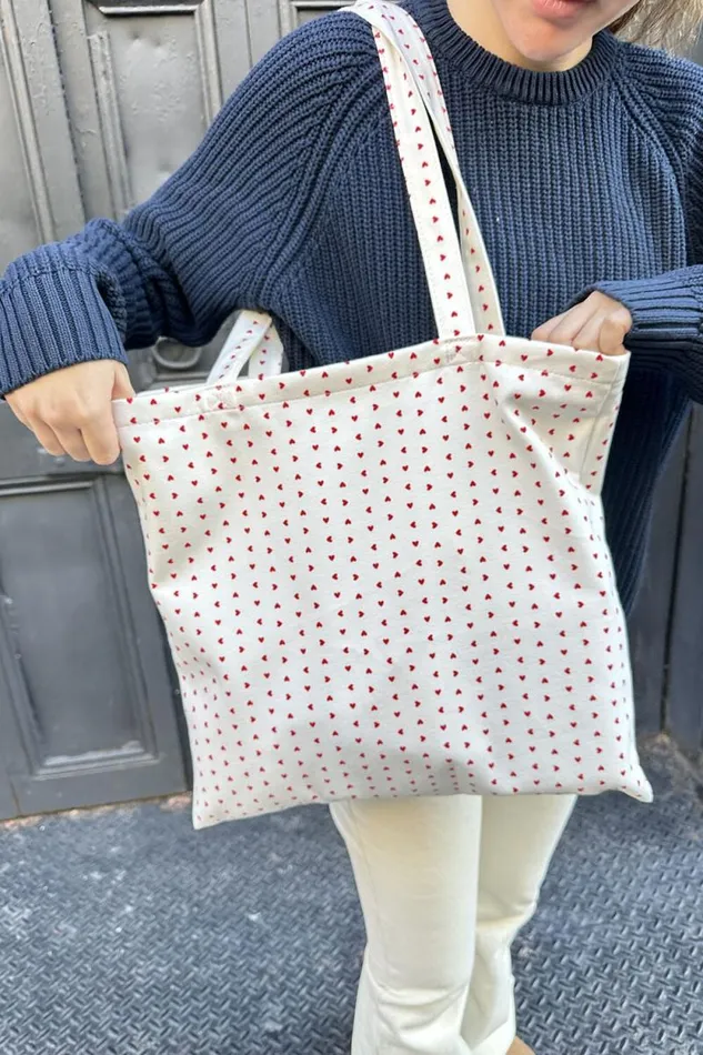 Brandy Melville Bags and Backpacks Heart Tote Bag White With Red Hearts 8211 Women