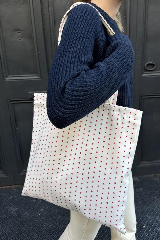 Brandy Melville Bags and Backpacks Heart Tote Bag White With Red Hearts 8211 Women