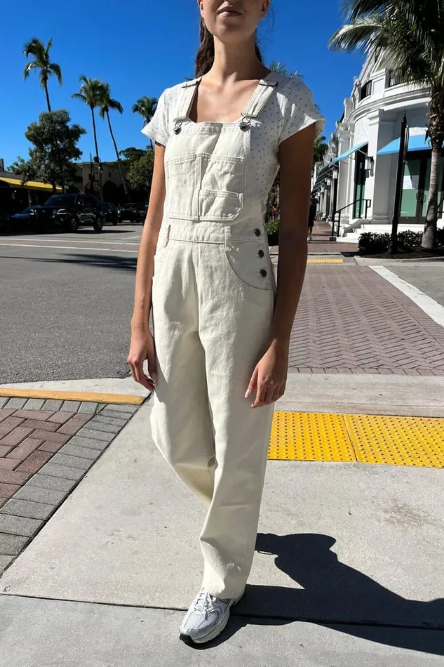 Brandy Melville Bottoms Hayley Overalls Ivory 8211 Women