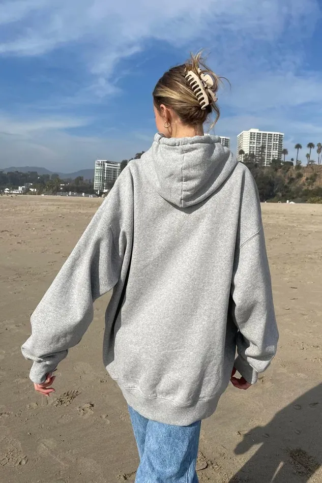 Brandy Melville Graphics Christy Boston Hoodie Heather Grey 8211 Women