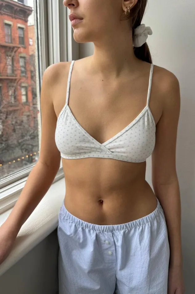 Brandy Melville Intimates Polina Heart Bra Top Whitebabyblue Hearts 8211 Women