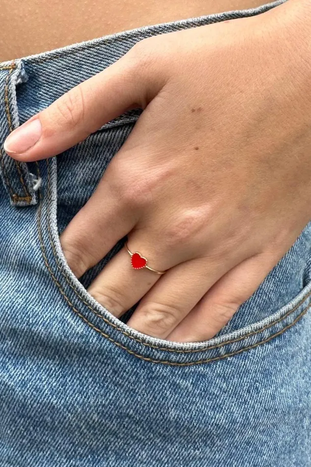 Brandy Melville Jewelry Enamel Heart Ring 8211 Women