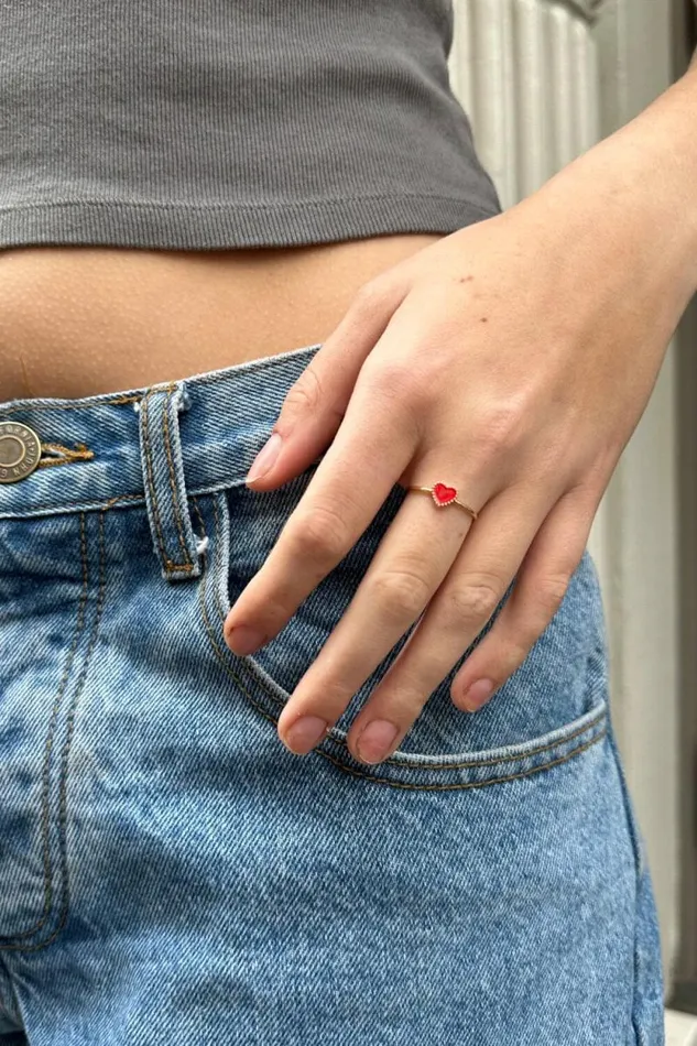 Brandy Melville Jewelry Enamel Heart Ring 8211 Women
