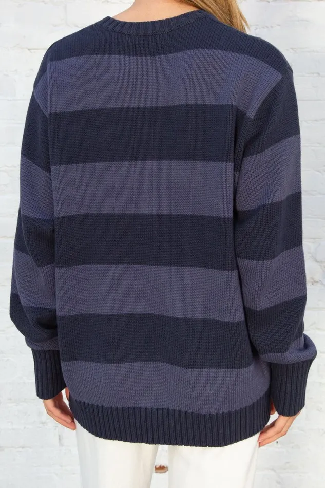 Brandy Melville Sweaters Brianna Cotton Thick Stripe Sweater Midnight Blue And Faded Blue Stripes 8211 Women