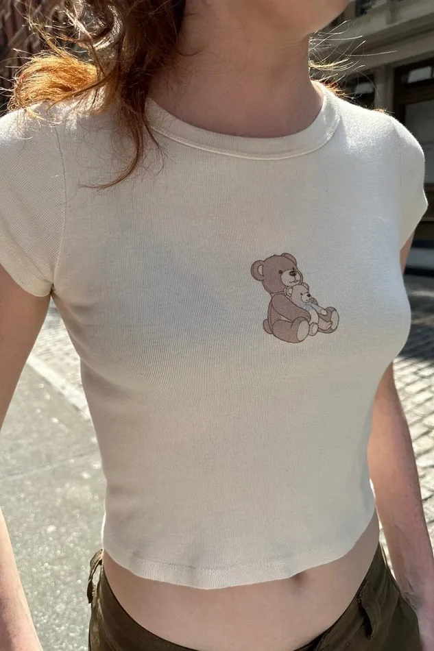 Brandy Melville Tops Ashlyn Teddy Bear Top Ivory 8211 Women