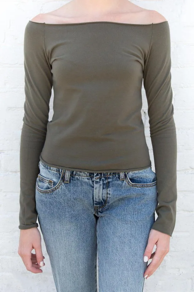 Brandy Melville Tops Bonnie Top Olive Green 8211 Women