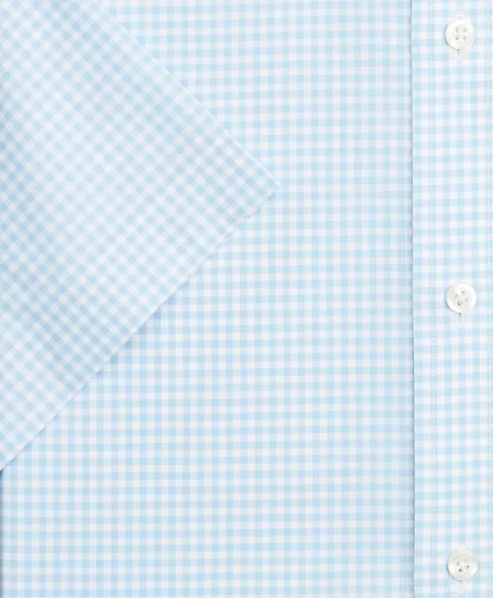 Brooks Brothers Dress Shirts Stretch Madison ClassicFit Dress Shirt NonIron Poplin ShortSleeve Gingham Light Blue 8211 Men Brooks Brothers Dress Shirts Stretch Madison ClassicFit Dress Shirt NonIron Poplin ShortSleeve Gingham Light Blue 8211 Men