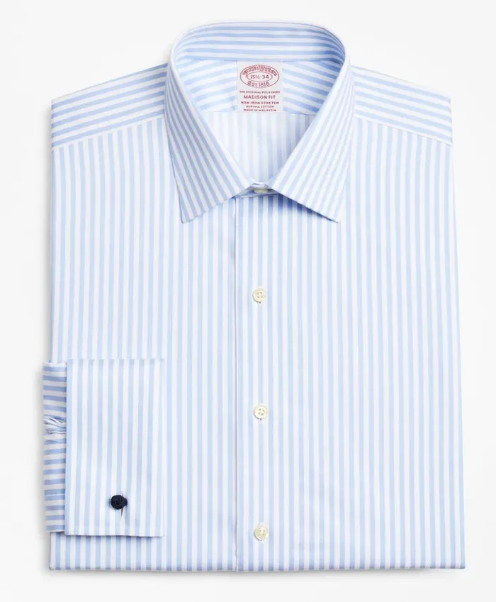 Brooks Brothers Dress Shirts Stretch Madison ClassicFit Dress Shirt NonIron Twill Ainsley Collar French Cuff Bold Stripe Light Blue 8211 Men Brooks Brothers Dress Shirts Stretch Madison ClassicFit Dress Shirt NonIron Twill Ainsley Collar French Cuff Bold Stripe Light Blue 8211 Men