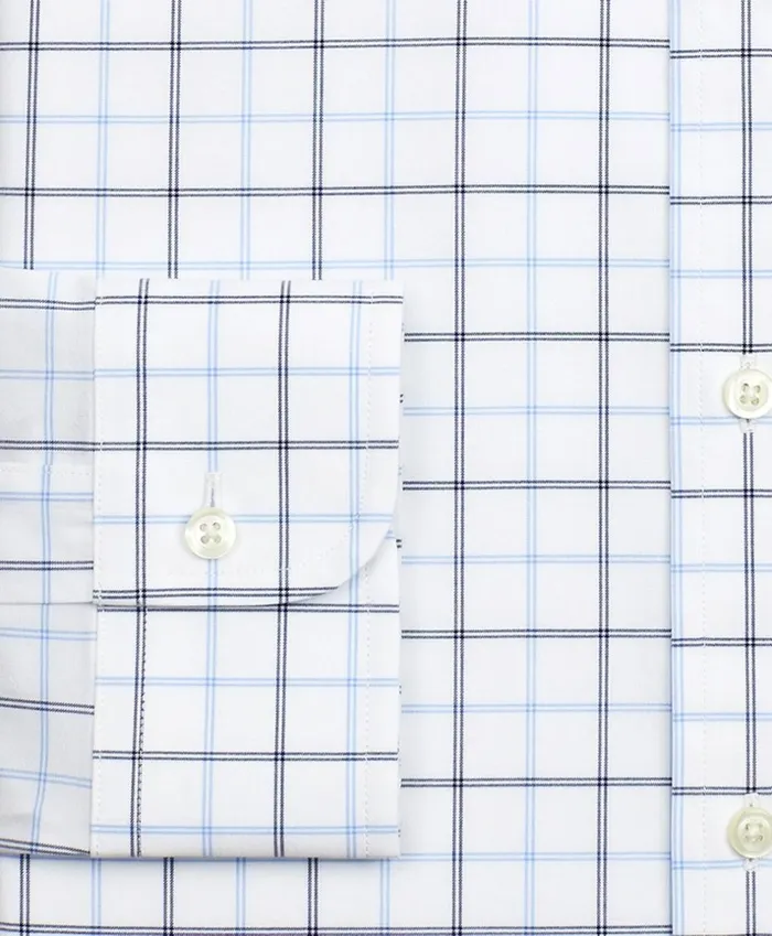 Brooks Brothers Dress Shirts Stretch Regent Fitted Dress Shirt NonIron Poplin English Collar DoubleGrid Check Blue 8211 Men Brooks Brothers Dress Shirts Stretch Regent Fitted Dress Shirt NonIron Poplin English Collar DoubleGrid Check Blue 8211 Men
