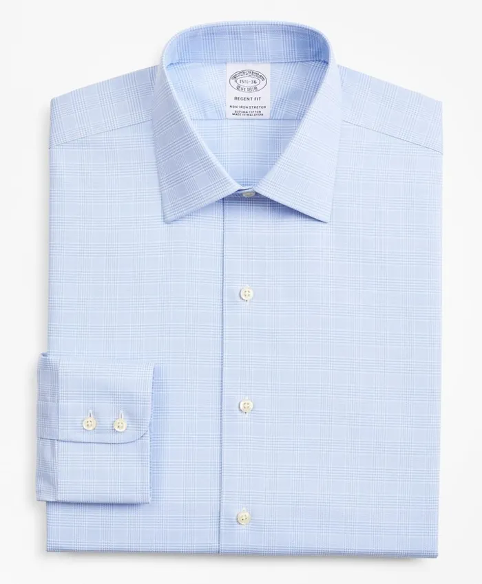 Brooks Brothers Dress Shirts Stretch Regent Fitted Dress Shirt NonIron Royal Oxford Ainsley Collar Glen Plaid Light Blue 8211 Men Brooks Brothers Dress Shirts Stretch Regent Fitted Dress Shirt NonIron Royal Oxford Ainsley Collar Glen Plaid Light Blue 8211 Men