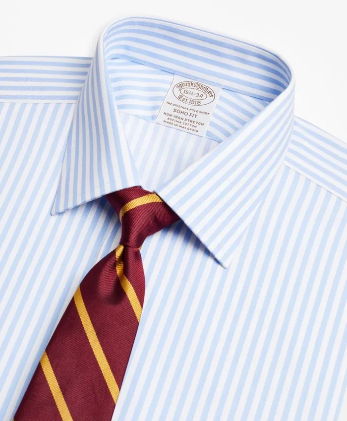 Brooks Brothers Dress Shirts Stretch Soho ExtraSlimFit Dress Shirt NonIron Twill Ainsley Collar French Cuff Bold Stripe Light Blue 8211 Men Brooks Brothers Dress Shirts Stretch Soho ExtraSlimFit Dress Shirt NonIron Twill Ainsley Collar French Cuff Bold Stripe Light Blue 8211 Men
