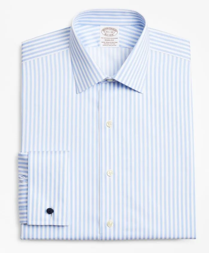 Brooks Brothers Dress Shirts Stretch Soho ExtraSlimFit Dress Shirt NonIron Twill Ainsley Collar French Cuff Bold Stripe Light Blue 8211 Men Brooks Brothers Dress Shirts Stretch Soho ExtraSlimFit Dress Shirt NonIron Twill Ainsley Collar French Cuff Bold Stripe Light Blue 8211 Men