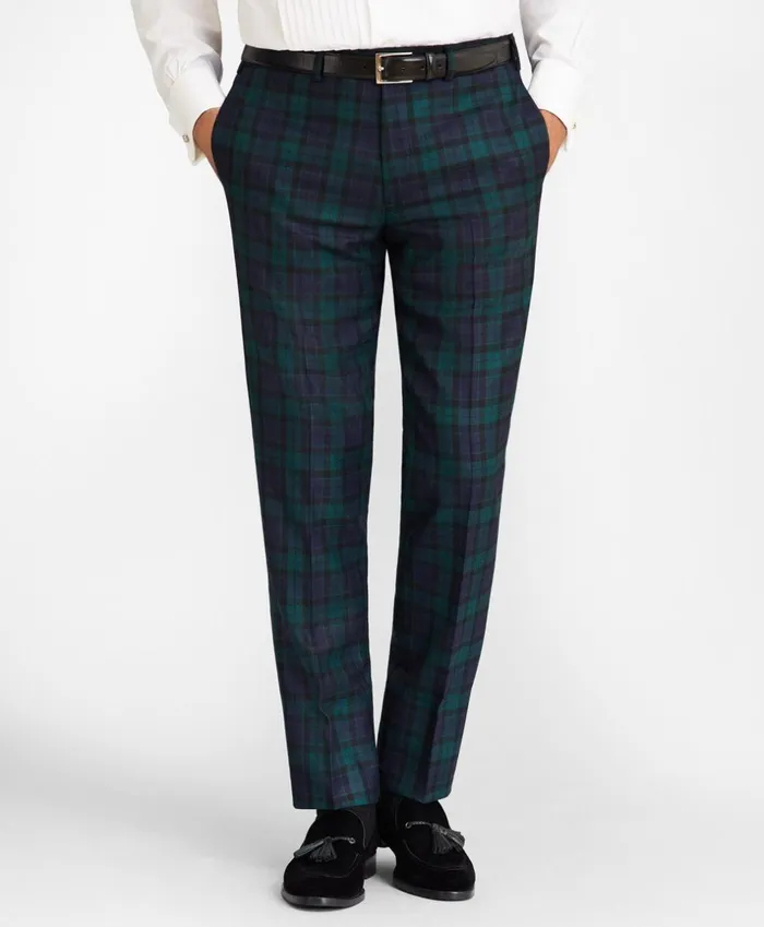 Brooks Brothers Dress Trousers Madison Fit Black Watch Wool Trousers Navygreen 8211 Men