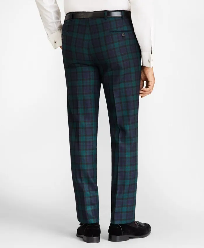 Brooks Brothers Dress Trousers Madison Fit Black Watch Wool Trousers Navygreen 8211 Men