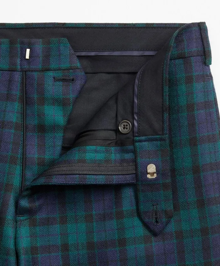 Brooks Brothers Dress Trousers Madison Fit Black Watch Wool Trousers Navygreen 8211 Men
