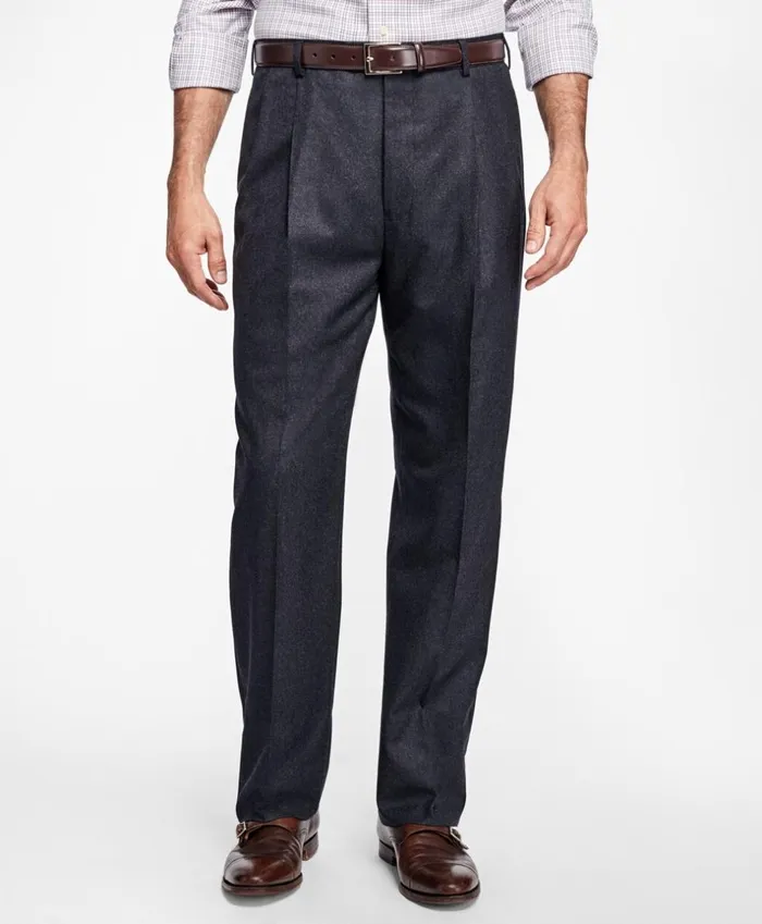 Brooks Brothers Dress Trousers Madison Fit PleatFront Stretch Flannel Trousers Charcoal 8211 Men