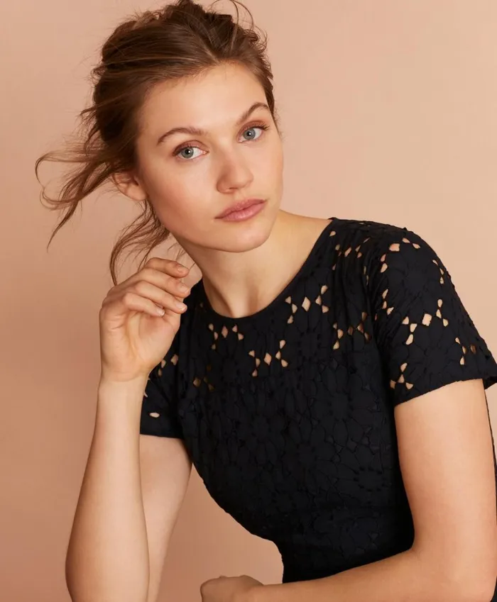 Brooks Brothers Dresses Floral Cotton Eyelet Dress Navy 8211 Women