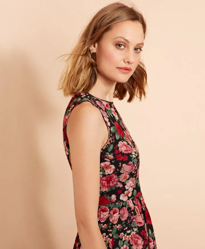 Brooks Brothers Dresses FloralPrint Chiffon Dress Navymulti 8211 Women