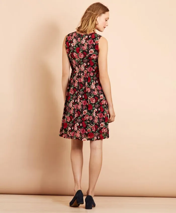 Brooks Brothers Dresses FloralPrint Chiffon Dress Navymulti 8211 Women