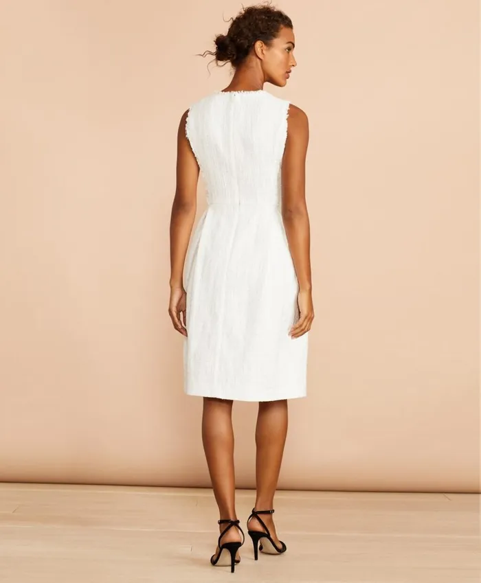 Brooks Brothers Dresses FringeTrimmed Boucle Dress White 8211 Women Brooks Brothers Dresses FringeTrimmed Boucle Dress White 8211 Women