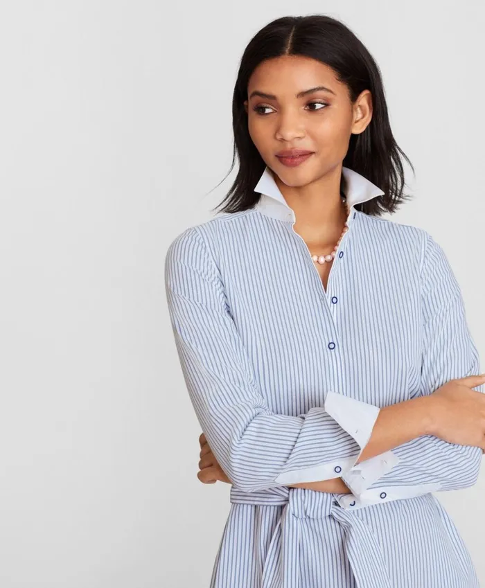 Brooks Brothers Dresses NonIron Striped Cotton Dobby Shirt Dress Bluewhite 8211 Women Brooks Brothers Dresses NonIron Striped Cotton Dobby Shirt Dress Bluewhite 8211 Women