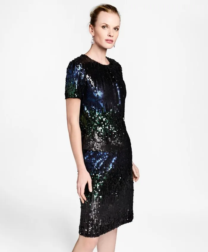 Brooks Brothers Dresses Ombre Sequin Shift Dress Blackmulti 8211 Women