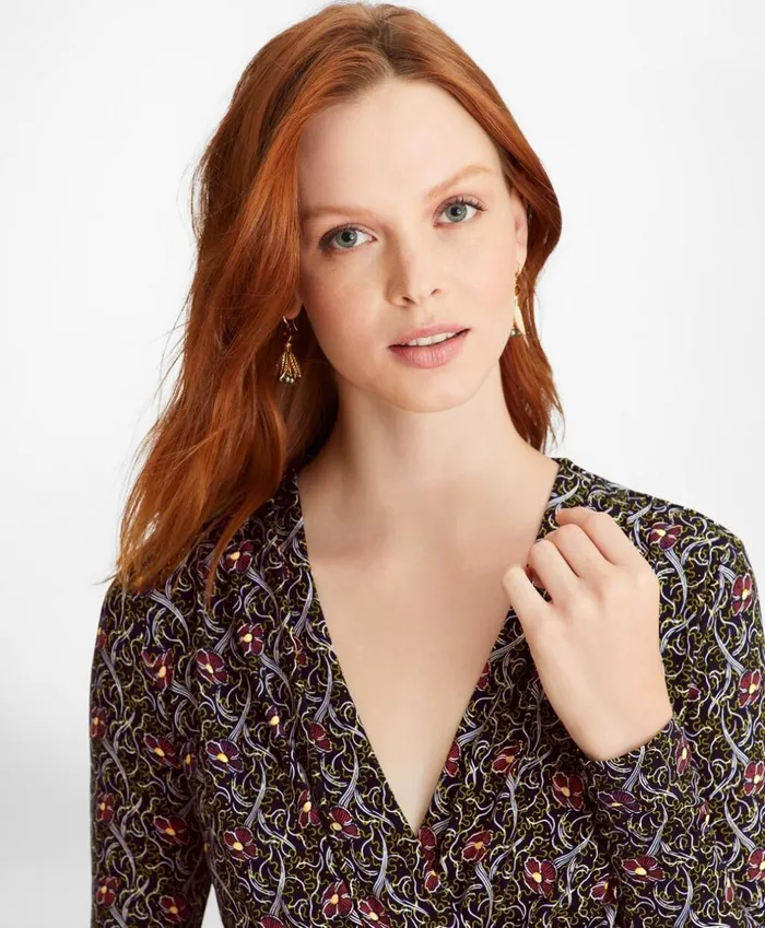 Brooks Brothers Dresses ViolettePrint Jersey Faux Wrap Dress Navy 8211 Women Brooks Brothers Dresses ViolettePrint Jersey Faux Wrap Dress Navy 8211 Women