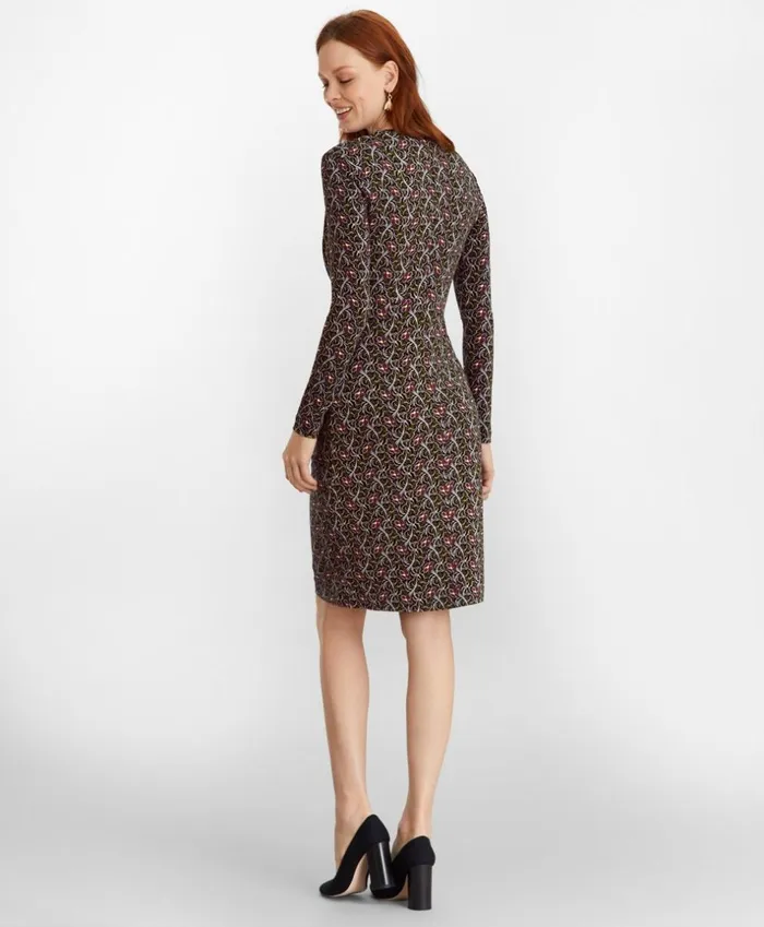 Brooks Brothers Dresses ViolettePrint Jersey Faux Wrap Dress Navy 8211 Women Brooks Brothers Dresses ViolettePrint Jersey Faux Wrap Dress Navy 8211 Women