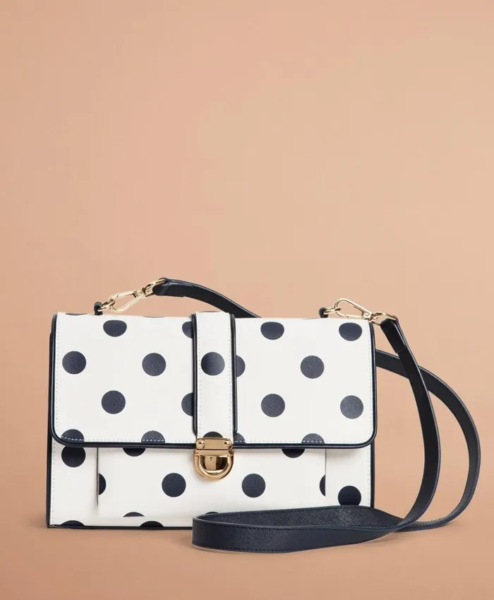 Brooks Brothers Handbags and Wallets PolkaDot Saffiano Leather Shoulder Bag Whiteblue 8211 Women Brooks Brothers Handbags and Wallets PolkaDot Saffiano Leather Shoulder Bag Whiteblue 8211 Women