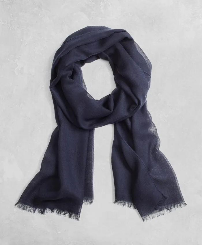 Brooks Brothers Hats Gloves and Scarves Golden Fleece Cashmere Silk Scarf Navy 8211 Men