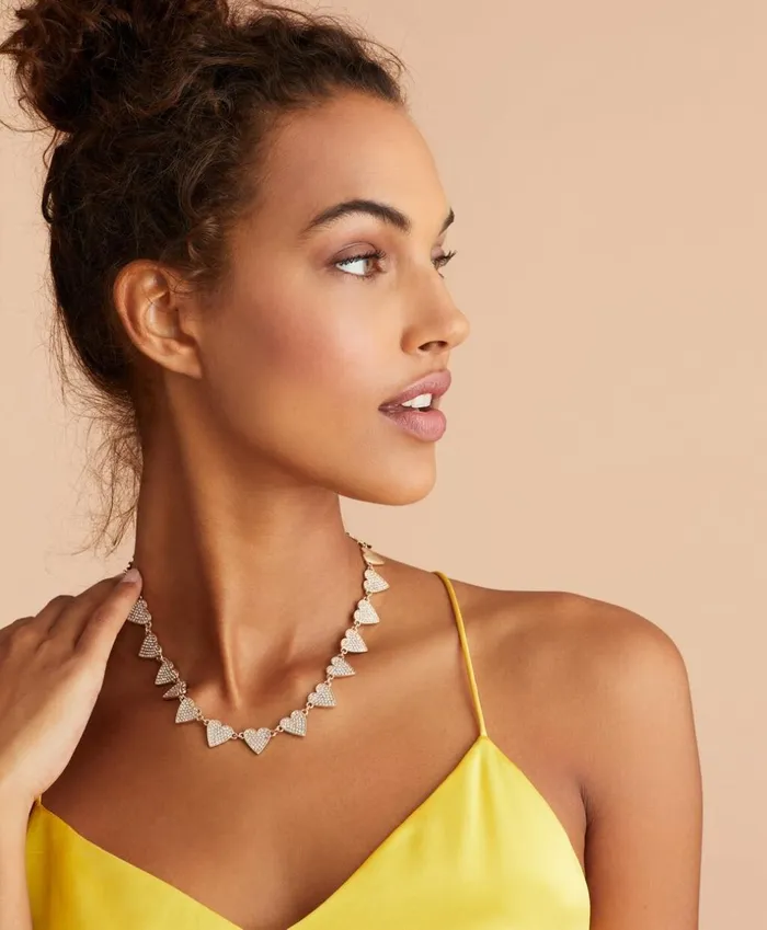 Brooks Brothers Jewelry CrystalCovered Heart Necklace Gold 8211 Women Brooks Brothers Jewelry CrystalCovered Heart Necklace Gold 8211 Women