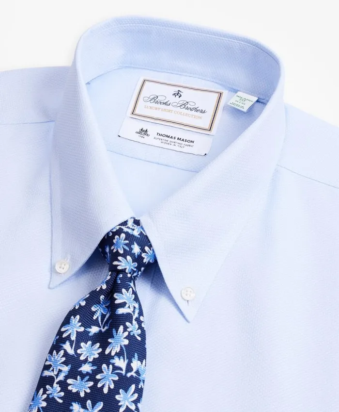 Brooks Brothers Luxury Shirts Luxury Collection Milano SlimFit Dress Shirt ButtonDown Collar Dobby Links Light Blue 8211 Men