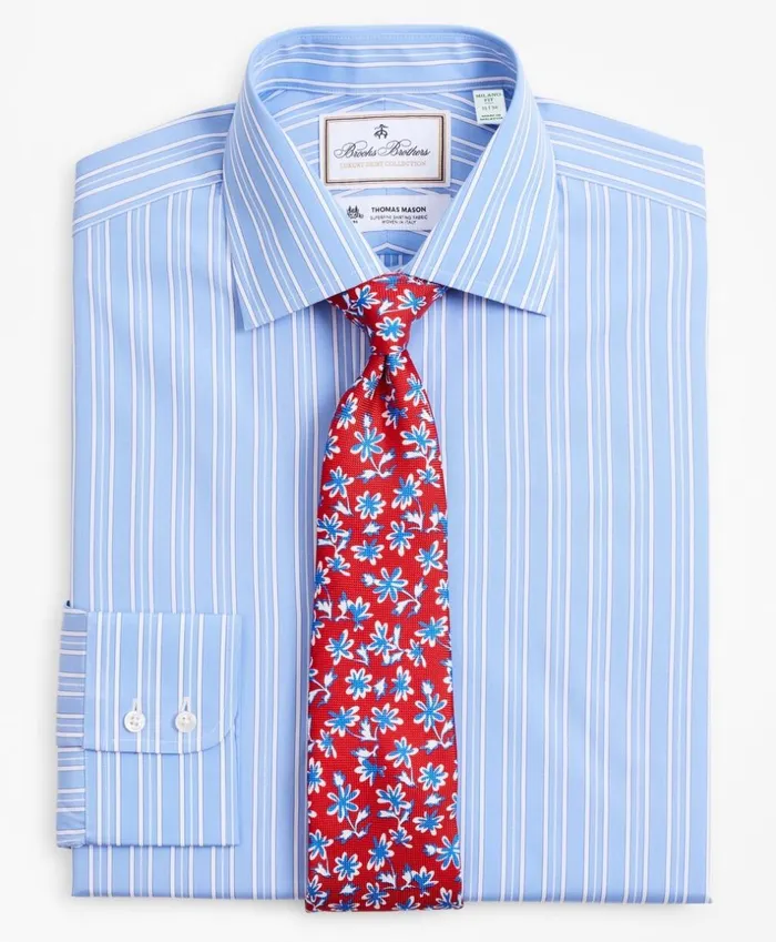 Brooks Brothers Luxury Shirts Luxury Collection Milano SlimFit Dress Shirt Franklin Spread Collar Ribbon Stripe Light Blue 8211 Men Brooks Brothers Luxury Shirts Luxury Collection Milano SlimFit Dress Shirt Franklin Spread Collar Ribbon Stripe Light Blue 8211 Men