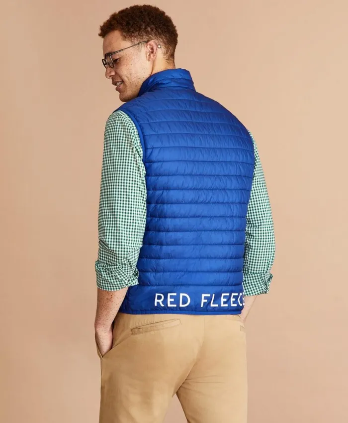 Brooks Brothers Outerwear WaterResistant Red Fleece Puffer Vest Blue 8211 Men