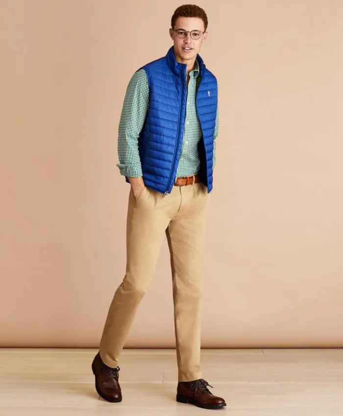 Brooks Brothers Outerwear WaterResistant Red Fleece Puffer Vest Blue 8211 Men Brooks Brothers Outerwear WaterResistant Red Fleece Puffer Vest Blue 8211 Men